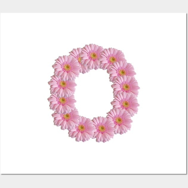 Letter o Pink Gerbera Daisy Wall Art by ellenhenryart